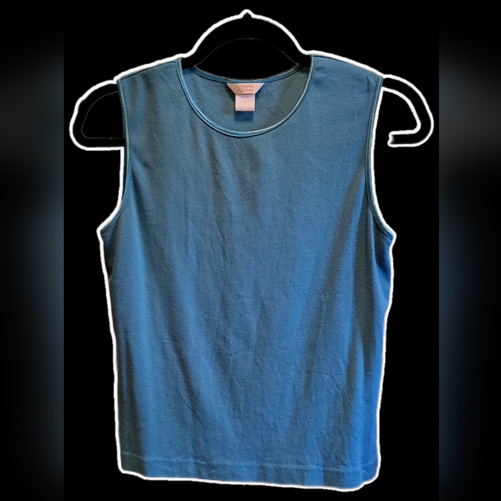 Womens Christopher & Banks Med Aqua Blue Sleeveless Tank